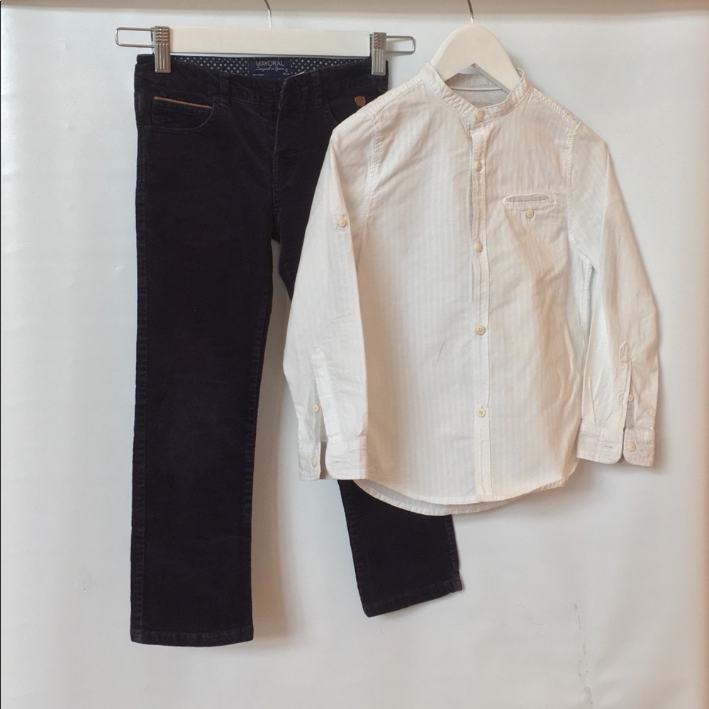 Zara kids boy button down white shirt size 6 and 5